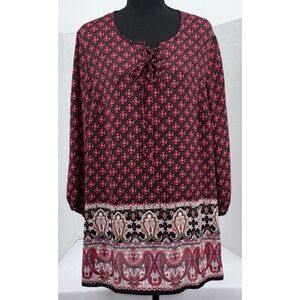 Vintage Liz Claiborne Women L Paisley Tunic Boho Peasant Summer Beach Career Y2K